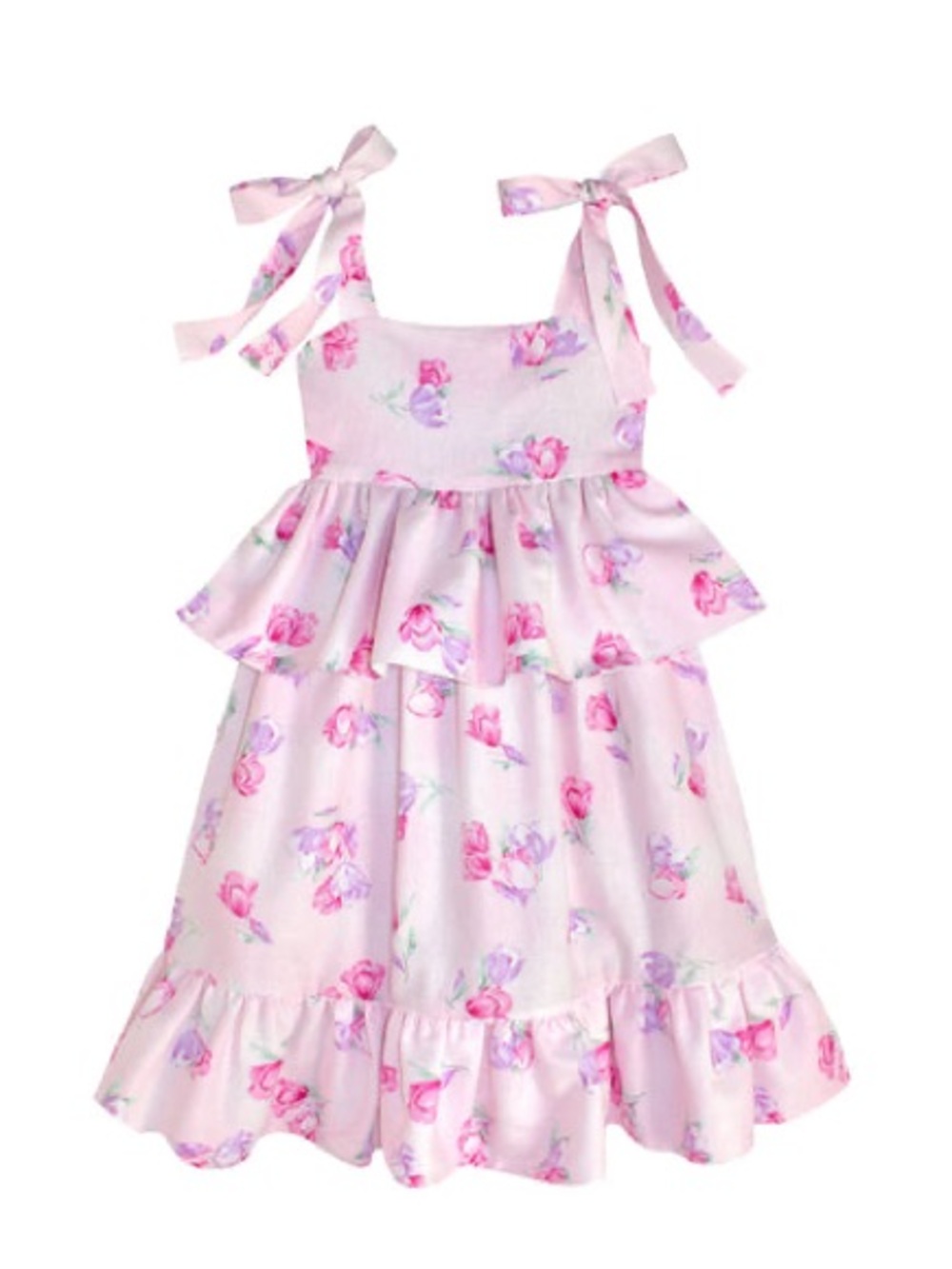 Lindsey Berns Over the Moon Angelique Floral Pink Tulip Dress toddler girl 2T 3T